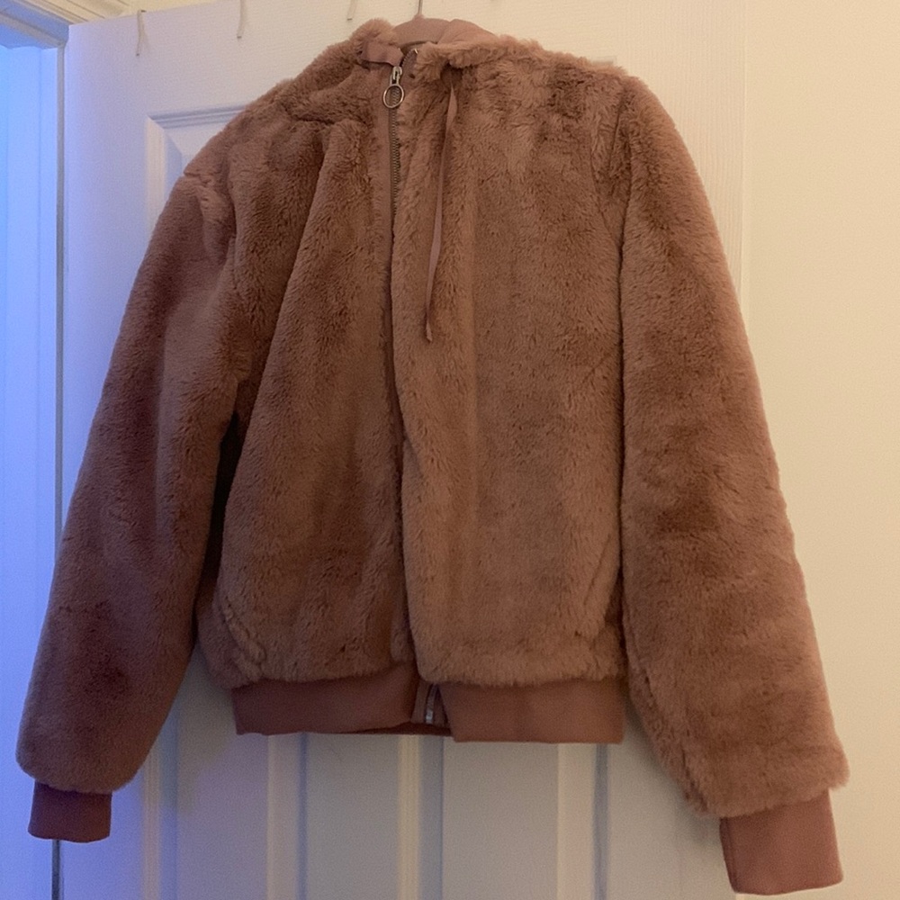 Athleta Pink Ritual Faux Fur Jacket - Size Small